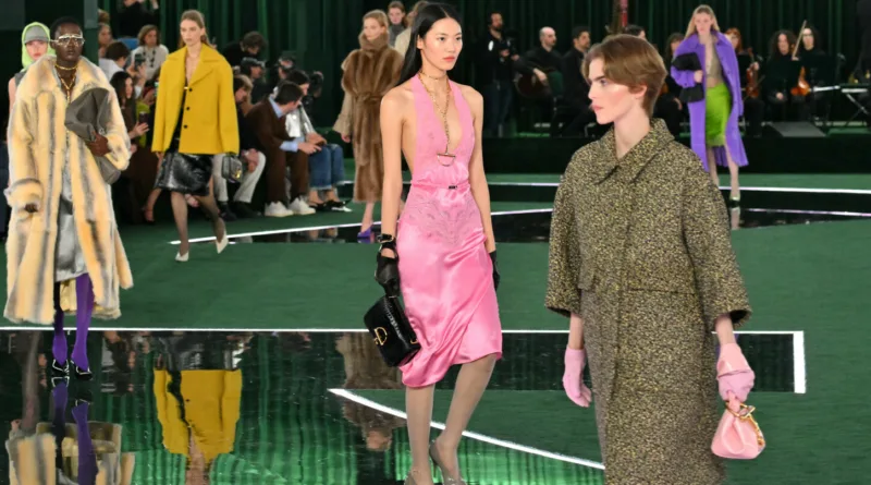 Models walk the runway during the Gucci collection show as part of the Milan Fashion Week Womenswear Autumn/Winter 2025/2026 in Milan on February 25, 2025. (Photo by Andreas SOLARO / AFP)