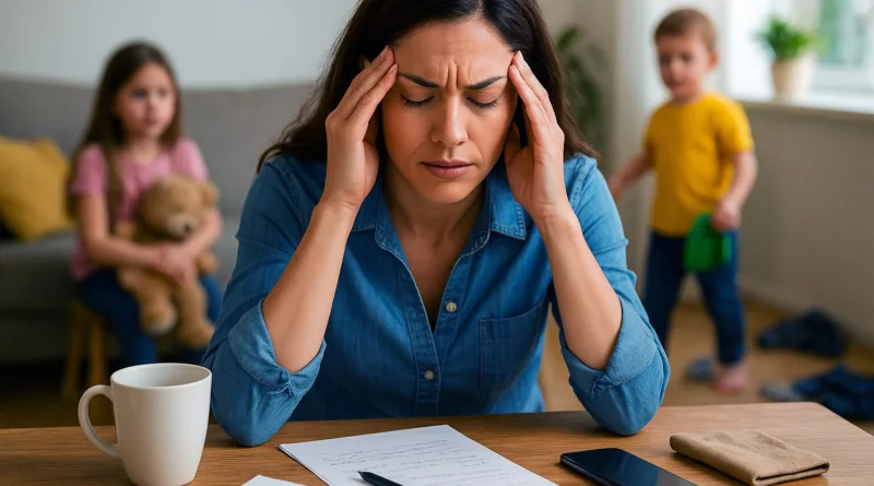 Македонска семејна жена со деца во позадина